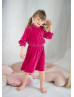 Raspberry Velvet Knee Length Simple Flower Girl Dress